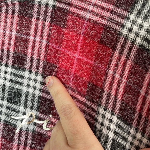 Christmas VS PINK red plaid pajamas with rose gold spell out logo size small - Picture 4 of 14